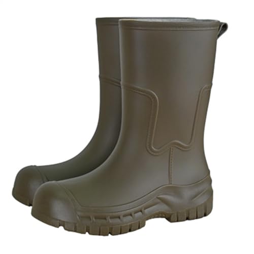 Rutschsicher Halbhoch Regenstiefel Damen，Modische Bequem Schlupfstiefel，Outdoor Abriebfest Gummistiefel，Wasserfeste Arbeitsschuhe，Weichen Sohle Aquaschuhe，Schlamm Gartenstiefel，Angelstiefel von Generisch
