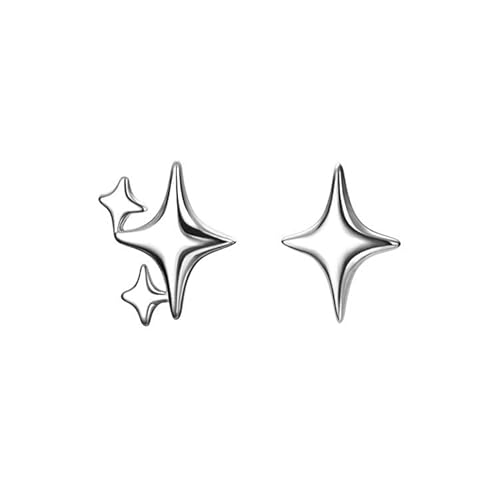 S925 Sterling Silber Stern Ohrringe Asymmetrisches Stern-Design von Generisch