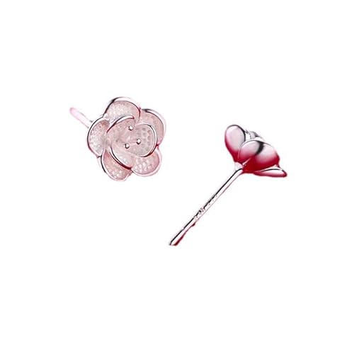 S999 Reines Silber Kamelie Ohrringe für Frauen - Elegantes Blumendesign Hypoallergen Ohrstecker (Silber) von Generisch