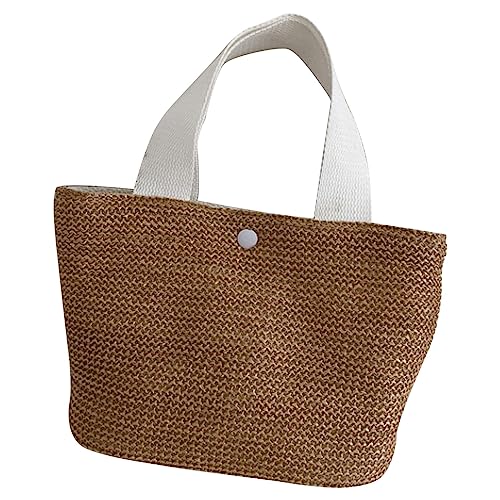 Sackleinen Taschen Frauen gewebt Meer Strand Urlaub handgemachte Weben Schulterhandtasche Kleid Mit Taschen 42 (White, One Size) von Generisch