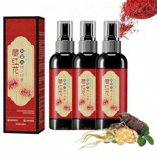 Saffron Hair Blackening Spray, 100ml Saffron Hair Spray, Essence Spray Saffron and Polygonum Multiflorum, Gray Hairs to Black (3pcs) von Generisch