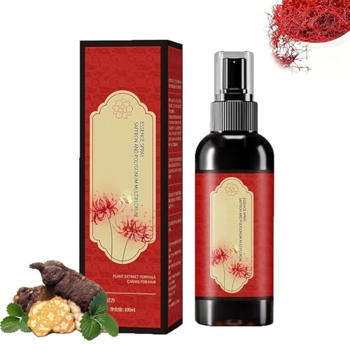 Saffron Hair Blackening Spray, Saffron and Polygonum Multiflorum Essence Spray, Herbal Extracts Hair Serum, Prevent Gray Hair, Dryness And Frizz, Leaving Hair Shiny (1) von Generisch