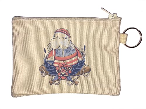 Sailing Captain Sea Side Walross Schlüsselanhänger Münzbörse Beige von Generisch