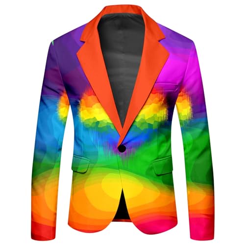 Sakko Herren LGBT Pride Month Regenbogen Blazer Modisch Rainbow Anzugjacke Bunt Jackett Freizeit-Jackett Neon Farbigen Anzugsakko Gay Hochzeitsanzug Freizeitanzug Party Karneval Kostüm Sakko Herren LGBT Pride Month Regenbogen Blazer Modisch Rainbow Anzugjacke Bunt Jackett Freizeit-Jackett Neon Farbigen Anzugsakko Gay Hochzeitsanzug Freizeitanzug Party Karneval Kostüm von Generisch