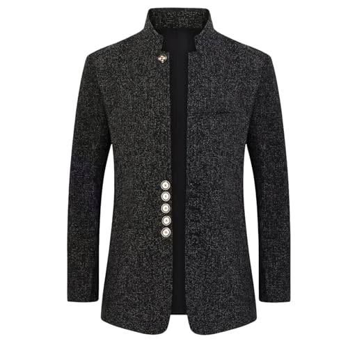 Sakko Herren Sportlich Slim Fit Anzüge Sakkos mit Stehkragen Elegante Jacke Winter Blazer Langarm Anzugjacke Einfarbig Herrenanzug Jacke Freizeit Button Business Jacke Kurzmantel Mode Jackett von Generisch