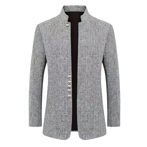 Sakko Herren Sportlich Slim Fit Anzüge Sakkos mit Stehkragen Elegante Jacke Winter Blazer Langarm Anzugjacke Einfarbig Herrenanzug Jacke Freizeit Button Business Jacke Kurzmantel Mode Jackett von Generisch