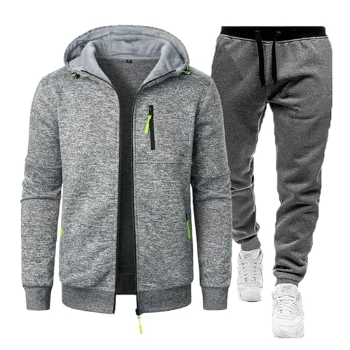 Sale,Hoodie Anzug Herren Pullover Herren Zip up Kordelzug Langarm Herren Einfarbig Jogginganzug Baumwolle Trainingsanzug Regular Sport Anzug Gym Warm Tracksuit Baggy Casual Übergangs Sportanzug von Generisch