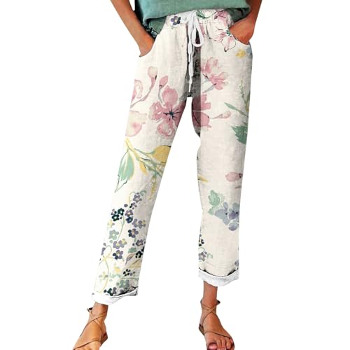 Sale Angebote Angebote Prime Sommerhose Damen Leicht, Leinenhose Damen Sommer Große Größen, Bequeme Freizeithose Lang Linen Pants High Waist Stoffhose Leinen Hosen Alle Angebote von Generisch