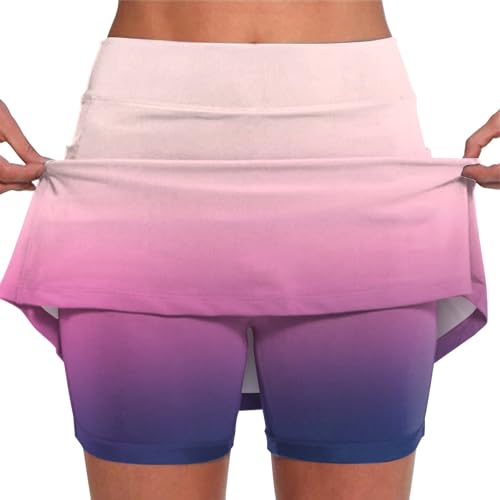 Sale Damen Outlet Angebote Damen Rock Mit Hose Drunter Kurz 2 In 1 Shorts Rock Farbverlauf Druck Tennis Rock Mit Short Integriert Sportrock Tennisrock Sommer Must Have Reise Must Have von Generisch