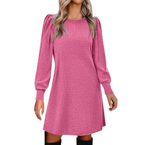 Sale Damen Strickkleid Damen Herbstkleid Winterkleid Langarm Pulloverkleid Frauen Rundhalsausschnitt A-Linie Freizeitkleid Tunika Kleid Jumper Kleid Pullikleid Elegant Sale Angebote Unter 10 Euro von Generisch