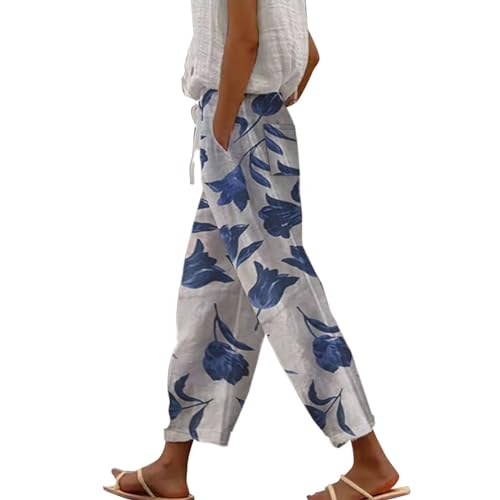 Sale Damenbekleidung Travel Must Haves Leinenhose Damen 7/8 Sommerhosen Leicht Und Luftig Große Größen Lockere Hosen Lässige Bequeme Freizeithose Lang Strandhose Leinen Baumwoll Hose Deal Des Tages von Generisch