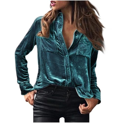 Samt Langarmshirt Damen Umlegekragen Tops Langarm Oberteile Weich Velvet Hemdbluse Slim Blusenshirt Elegant Tunika Modische Damenblusen Button Down Hemd Glatte Blusen Sexy Kasack Warme Top Samt Langarmshirt Damen Umlegekragen Tops Langarm Oberteile Weich Velvet Hemdbluse Slim Blusenshirt Elegant Tunika Modische Damenblusen Button Down Hemd Glatte Blusen Sexy Kasack Warme Top von Generisch