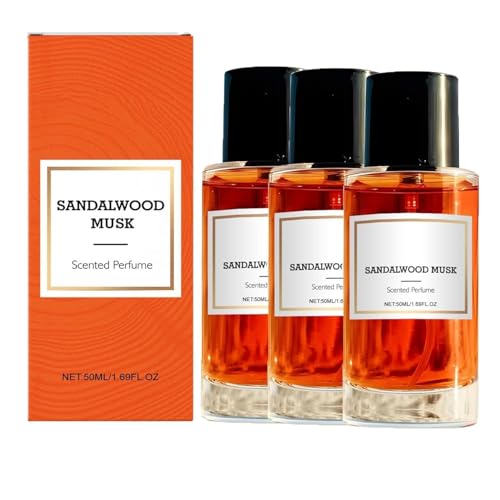 Sandal Musk Parfüm Herren & Damen Alpha Sandelholz Ätherisches Öl Duft Parfum Sandalwood Musk Scented Perfume Women Parfüm Parfümöl Bodyspray Eau de Toilette Spray Extrait de Parfum Geschenke 50ml*3 von Generisch
