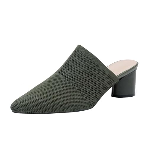 Sandalen Damen Blockabsatz, Pumps Damen Netzstoff Slide Clogs & Pantoletten Slip On Sandalette Tägliche Party Damenschuhe Spitze High Heels Plattform Barfussschuhe Sommer Schlupfschuhe Einfarbig von Generisch