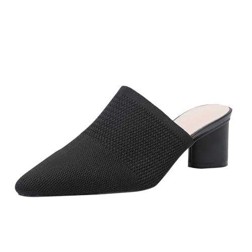 Sandalen Damen Blockabsatz, Pumps Damen Netzstoff Slide Clogs & Pantoletten Slip On Sandalette Tägliche Party Damenschuhe Spitze High Heels Plattform Barfussschuhe Sommer Schlupfschuhe Einfarbig von Generisch