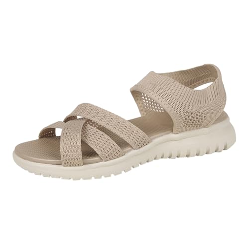 Sandalen Damen Elegant Flach Schwarz,Trekking Sandalen Damen Freizeitsandalen Open Toe Atmungsaktiv Fitnessschuhe Leichtgewichts Klobige Schuhe Verschleißfest Arbeitsschuhe Einfarbig Sommerschuhe von Generisch
