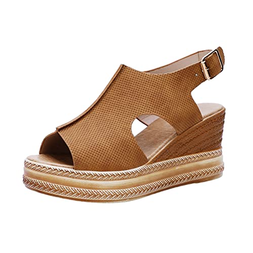 Sandalen Damen Hausschuhe Wedge Peep Toe High Heel Plattform Pantoletten LäSsige Coole Sommer Schuhe Elegant Hausschuhe Wedges Breite FüßE Sandalen Sommer OrthopäDische Schlappen von Generisch