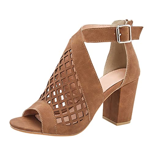 Sandalen Damen Mit Blockabsatz, Sexy Pumps Mesh Aushöhlen Sandaletten Sommer Strandschuhe Elegant Sommerschuhe Abendschuhe Peep Toe High Heels Kleid Schuhe Mit Back Zipper Freizeitsandale Gr.36-43 von Generisch