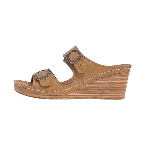 Sandalen Damen Mit Keilabsatz Sommer - Pantoletten Damen Sommerschuhe Plateau Slippers Mit Weich FußBett OrthopäDische Schuhe Platform Hausschuhe Rutschfeste Schlappen Offener Zehe Strandschuhe Sandalen Damen Mit Keilabsatz Sommer - Pantoletten Damen Sommerschuhe Plateau Slippers Mit Weich FußBett OrthopäDische Schuhe Platform Hausschuhe Rutschfeste Schlappen Offener Zehe Strandschuhe von Generisch