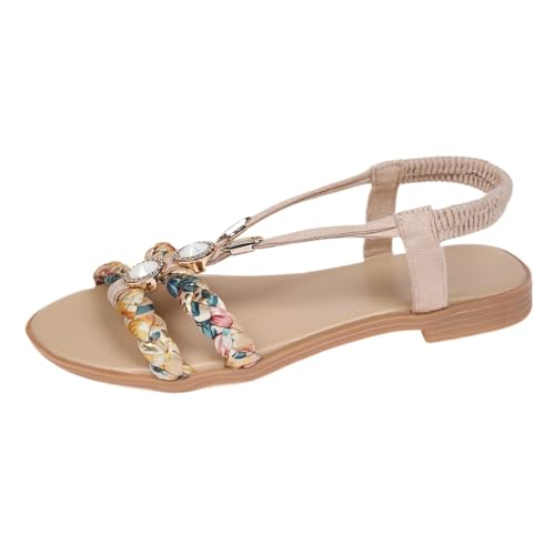 Sandalen Damen Sommer Elegant Flach Glitzer Sandaletten mit Strass Schuhe Gummiband Slingback Strandschuhe Rutschfeste Strandsandalen Flach Hausschuhe Slippers Aquaschuhe für Schwimmbad oder Strand Sandalen Damen Sommer Elegant Flach Glitzer Sandaletten mit Strass Schuhe Gummiband Slingback Strandschuhe Rutschfeste Strandsandalen Flach Hausschuhe Slippers Aquaschuhe für Schwimmbad oder Strand von Generisch