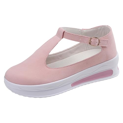 Sandalen Damen Sommer Keilabsatz Schuhe Plateau Sommerschuhe Plateau Schuhe Für Frauen Elegant Ortopädicheschuhe Trachtenschuhe für Keilabsatz Sneaker Einfarbig Strandschuhe von Generisch