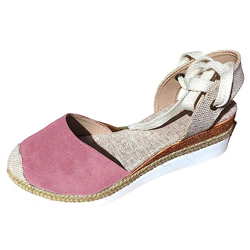 Sandalen Damen mit Absatz Vorne Geschlossen Keilabsatz Elegant Pantoletten Frauen Sandaletten Freizeitsandalen Spitze Böhmen Sommerschuhe Outdoorschuhe Arbeitsschuhe von Generisch
