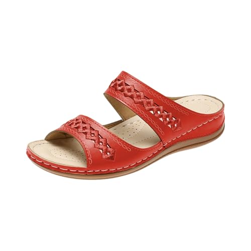 Sandalen Für Damen Orthopädische Slides Atmungsaktiv Slipper Bequem Hausschuhe Rutschfest Pantolette Leicht Keilsandale Weiche Sohlen Wanderschuhe Peep Toe Strandschuhe Breite Füße Leicht Schlappen von Generisch