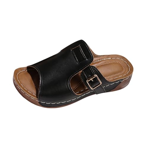 Sandalen Für Damen Orthopädische Slides Dicker Sohle Slipper Bequeme Hausschuhe Rutschfest Pantoletten Elegant Sommersandalen Weiche Sohlen Wanderschuhe Offene Zehe Strandschuhe Casual Outdoorsandale von Generisch