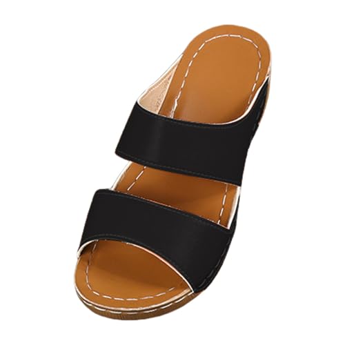 Sandalen Für Damen Orthopädische Slides Keilabsatz Slipper Bequem Hausschuhe Rutschfest Pantoletten Leichte Keilsandalen Elegant Weiche Sohlen Wanderschuhe Peep Toe Strandschuhe Casual Outdoorsandale von Generisch