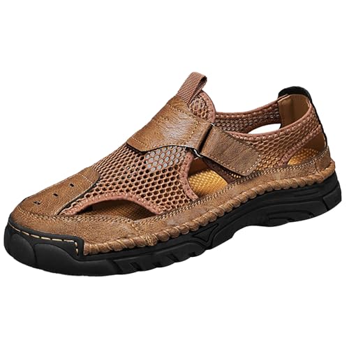 Sandalen Herren Sommer Strand,Pantoffeln Herren Outdoor Klobige Schuhe Verschleißfest Freizeitsandalen Aushöhlen Atmungsaktiv Joggingschuhe Weich rutschfest Arbeitsschuhe Mesh-Obermaterial von Generisch