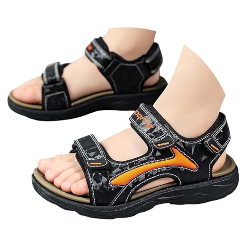 Sandalen Jungen Mittel bequem, atmungsaktiv, mit, lässige Sommerschuhe für den Außenbereich zum täglichen Tragen Spielen Outdoor Sandalen Jungen 34 (Orange, 37.5 Big Kids) von Generisch