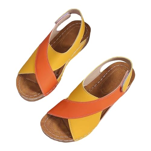 Sandalen Keilabsatz Damen Sommer Sandaletten Damen Sommer Weichen Sohlen Leichte Sommerschuhe Arch Support Orthopädische Schuhe Waschbare Offene Zehe Strandschuhe Bequeme Freizeitsandalen von Generisch