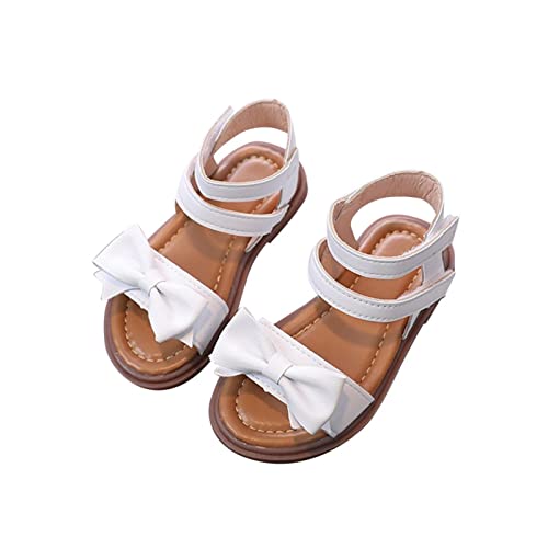 Sandalen Mädchen Pu Leder 26 Weiß Schleifen Schuhe Klettverschluss Kinder Sommerschuhe Mit Weicher Sohle Riemensandalen Sommer Strandschuhe Peeptoe Sandale Summer Sandals Kids Girls von Generisch