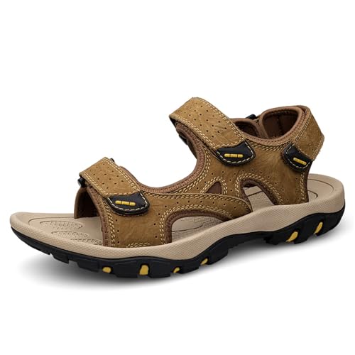 Sandalen für Herren, Leder, Wandersandalen, athletisch, Walking, Sport, Fischer, Strandschuhe, offene Zehen, Wasserschuhe, khaki, 40 2/3 EU Sandalen für Herren, Leder, Wandersandalen, athletisch, Walking, Sport, Fischer, Strandschuhe, offene Zehen, Wasserschuhe, khaki, 40 2/3 EU von Generisch