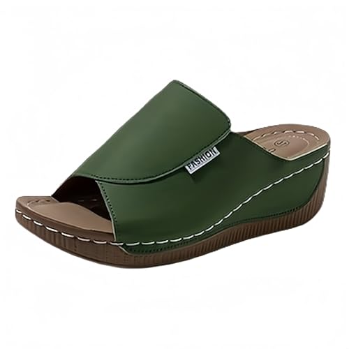 Sandalen mit Fußgewölbeunterstützung für Damen, breite Passform, Leder, Keilsandalen, orthopädische Sandalen für Damen, rutschfeste Wanderschuhe, modische Fischmaul-Hausschuhe, Sommer, bequeme Sandalen mit Fußgewölbeunterstützung für Damen, breite Passform, Leder, Keilsandalen, orthopädische Sandalen für Damen, rutschfeste Wanderschuhe, modische Fischmaul-Hausschuhe, Sommer, bequeme von Generisch