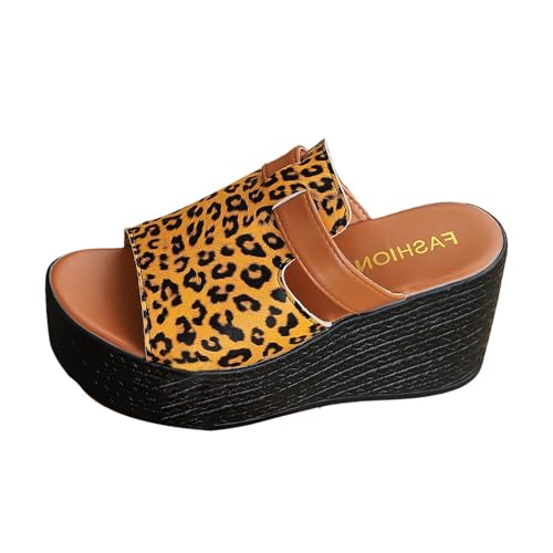 Sandalen mit Keilabsatz, für Damen, Plateau-Hausschuhe, Keilabsatz, Kunstleder-Sandale mit Fußgewölbeunterstützung, flacher Slipper, rutschfest, Sommer, Strand, offener Zehenbereich Sandalen mit Keilabsatz, für Damen, Plateau-Hausschuhe, Keilabsatz, Kunstleder-Sandale mit Fußgewölbeunterstützung, flacher Slipper, rutschfest, Sommer, Strand, offener Zehenbereich von Generisch