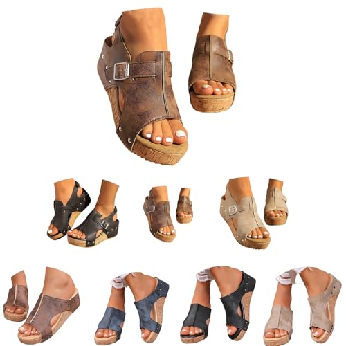 Sandalette Sandalen Damen Keilsandalen Schlappen Ergonomische Freizeit Offene Toe Wedges Sandals Klassische Retro-Stil Breite Füße Platform Keilsandalen Damen Sandaletten Sandalette Sandalen Damen Keilsandalen Schlappen Ergonomische Freizeit Offene Toe Wedges Sandals Klassische Retro-Stil Breite Füße Platform Keilsandalen Damen Sandaletten von Generisch