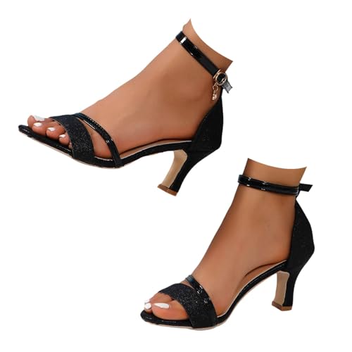 Sandaletten Damen Mit Absatz Sommer Schuhe Elegant Und Bequem Sommerschuhe Damen Mit Absatz High Heels Sandaletten von Generisch