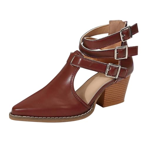 Sandaletten Damen Mit Blockabsatz - High Heels Damen Riemchen - Pumps Quadratischer Zehenbereich Abendschuhe Geschlossene Sandalen Schnalle Abendschuhe Elegant Stöckelschuhe Kleid Schuhe von Generisch