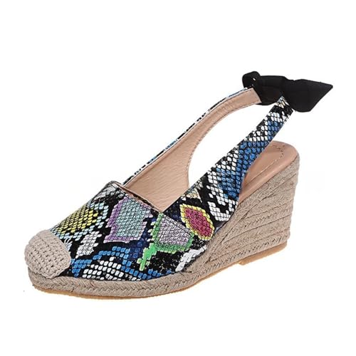 Sandaletten Damen Mit Keilabsatz - Freizeit Plateau Strandschuhe Casual Geschlossene Espadrilles Keilsandalen Offene Sandalen Heel Schuhe Keilabsatz Sommer Wedge Sandalette Bequeme Riemchensandalen von Generisch