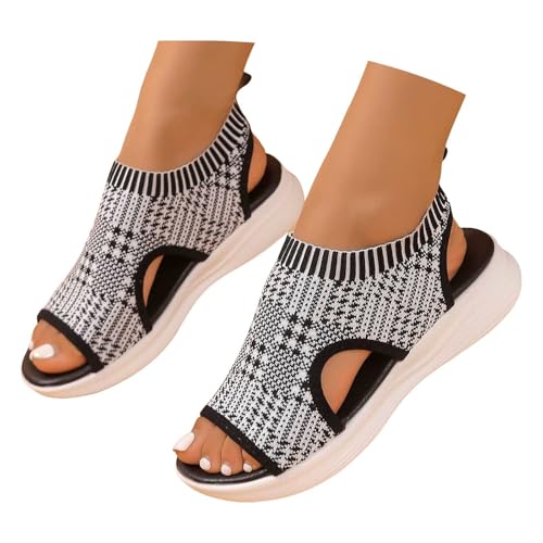 Sandaletten Damen Mit Keilabsatz - Kreuzgurte Slingback Offener Bohemia Freizeitschuhe Keilabsätze Schlupfsandalen Zehenbereich Modische Slip on Bequeme Peeptoes Knöchelriemen von Generisch