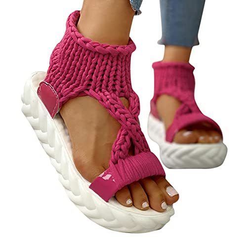 Sandaletten Damen Mit Keilabsatz - Slingback Bequeme Freizeitschuhe Kreuzgurte Slip on Orthopädische Knöchelriemen Schlupfsandalen Strand Zehenbereich Offener Keilabsätze Modische Peeptoes von Generisch