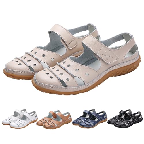 Sandaletten Damen Sommer Bequem - Flache Sandalen Damen Vorne Geschlossen Trekkingsandalen Mit Fußbett Leichte Sommerschuhe Rutschfest Arbeitsschuhe Weite H Walkingschuhe Freizeitschuhe von Generisch