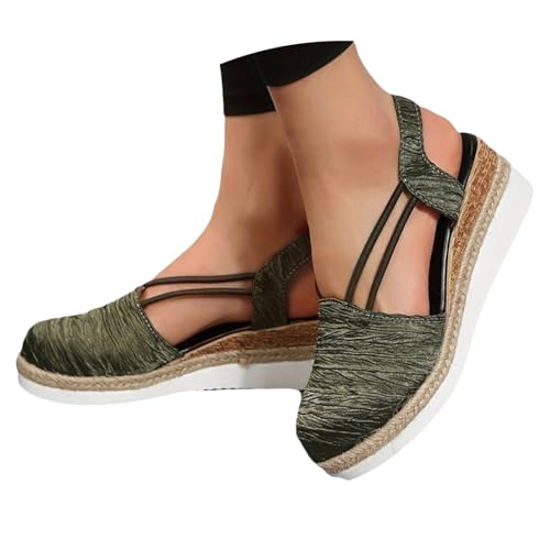 Sandaletten Damen Sommer Plateau Sandalen Geschlossene Sandalen Freizeit Fischmund Sandals Elegant Slip-On Keilsandalen Praxis-Bequem Schlupfschuhe Einfaches An- und Ausziehen von Generisch