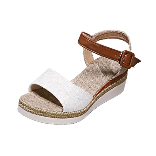 Sandaletten Damen mit Absatz Peep Toe Wedges Sandalen Espadrilles Sommerschuhe Bequem Keilsandalen Leicht Pumps Schuhe Elegant gestrickt Sandalen Plateau Sandalette Keilabsatz Wanderschuhe von Generisch