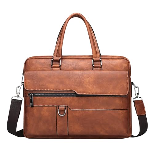 Sandwich Taschen Herren Umhängetasche Umhängetasche Große Kapazität PU Retro Aktentasche Multifunktionale Ledertasche Computertasche Midirock Damen Taschen (Khaki, One Size) von Generisch