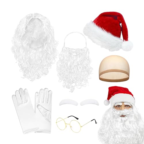 Santa Bart Und Perücke Set | Weihnachtsfest Party Kostümzubehör Cosplay - Cosplay Zubehör Für Erwachsene Jugendliche von Generisch