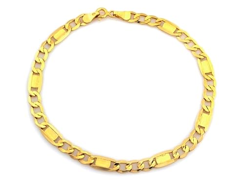 Sapphir 14 Karat Gold Armband Herren 4.3 mm Bracelet Figarokette - Gelbgold Armkette mit Karabinerverschluss - Figaroarmband Echtgold 19 cm - Italienisch Flach Unisex - inkl Zwei Luxusgeschenke Sapphir 14 Karat Gold Armband Herren 4.3 mm Bracelet Figarokette - Gelbgold Armkette mit Karabinerverschluss - Figaroarmband Echtgold 19 cm - Italienisch Flach Unisex - inkl Zwei Luxusgeschenke von Generisch