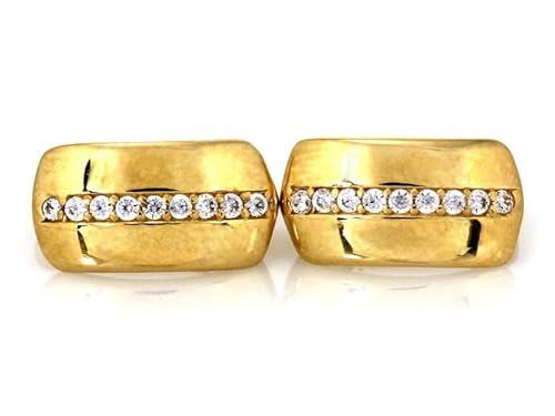 Sapphir 9 Karat 375 Gelbgold Damen Ohrringe Creolen Mit Zirkonia Steinen - Glänzend Ohrschmuck Ohrhänger - Italienisch Handwerkskunst Zierliche Damenohrringe - inkl Zwei Luxusgeschenke von Generisch