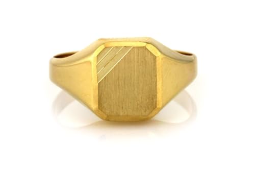 Sapphir Herren Siegelring 9 Karat Gold 375 - Glänzend Poliert und satinierte Oberfläche Siegelring für Männer - Herren Ringe - Männerschmuck Ringgröße 66 mit Geschenkbox - Inkl Zwei Luxusgeschenke von Generisch